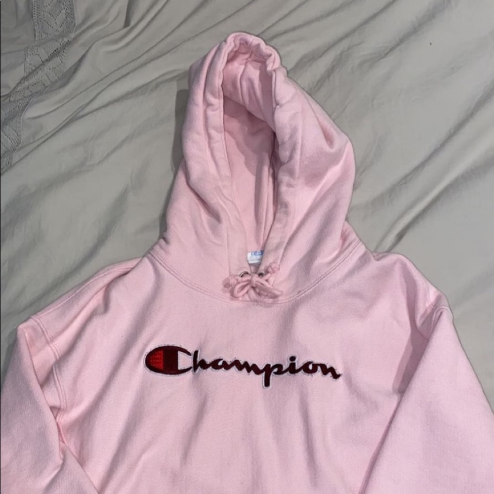 pink champion hoodie
